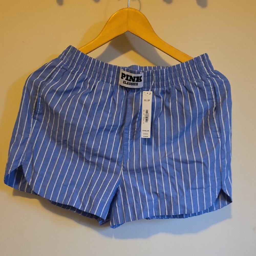 PINK classics Blue And White Spripped Shorts. Size Xs More Like A Medium
